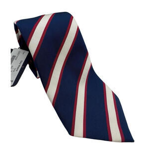 Seaward & Stern Silk & Cotton Neck Tie Striped Blue